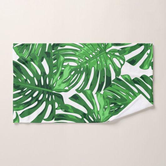 Tropisch groen wit Oerwoud bladeren Bad Handdoek (Handdoek)