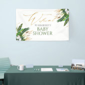 Tropisch groen Wit Orchidee Baby shower Welkom Spandoek (Beurs)