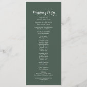 Tropisch groen wit programma voor het huwelijk van programmakaart (Achterkant)