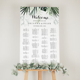 Tropisch groen witte alfabetische zetgrafiek poster