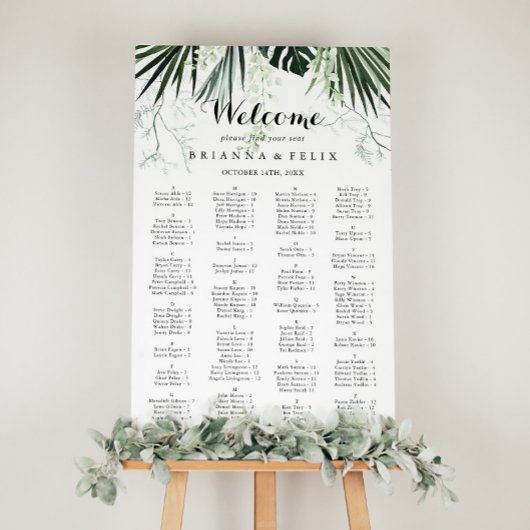 Tropisch groen witte alfabetische zetgrafiek poster