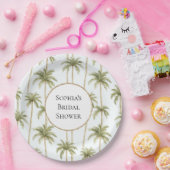 Tropisch groen witte palmbomen Vrijgezellenfeest Papieren Bordje (Feest)