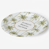 Tropisch groen witte palmbomen Vrijgezellenfeest Papieren Bordje (Gekanteld)