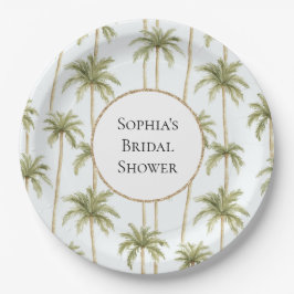 Tropisch groen witte palmbomen Vrijgezellenfeest Papieren Bordje