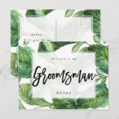 Tropisch groen zal je mijn bruidegom zijn aankondigingskaart (Voorkant / Achterkant)