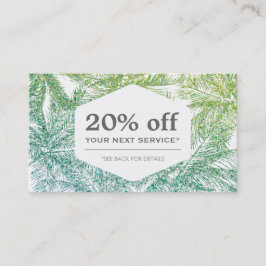 Tropisch-groene/Aqua Glitter Palms Korting Kaart