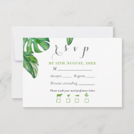 Tropisch groene aquarel Monstera-bladeren RSVP Kaartje