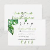 Tropisch groene aquarel Monstera-bladeren RSVP Kaartje (Voorkant / Achterkant)