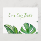 Tropisch groene aquarel Monstera Save The Date Briefkaart (Voorkant)
