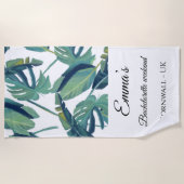 Tropisch Groene Bachelorette Weekend Beach Towel Strandlaken (Voorkant)