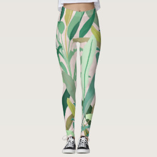 Tropisch groene bananen laten roze patronen zien leggings