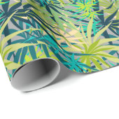Tropisch-groene blauwe palmen cadeaupapier (Rol Hoek)
