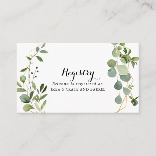 Tropisch Groene Blaves Wedding Gift Registry Informatiekaartje (Voorkant)