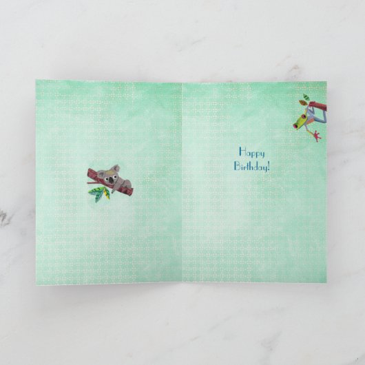Tropisch-groene boom met koala-verjaardag kaart (Binnen)