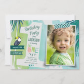 Tropisch groene en blauwe Oerwoud Waterverf Boy Kaart (Voorkant)