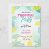 Tropisch groene en gele zomerfeest kaart (Voorkant)