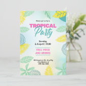 Tropisch groene en gele zomerfeestje kaart (Staand voorkant)