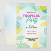 Tropisch groene en gele zomerfeestje kaart (Voorkant / Achterkant)