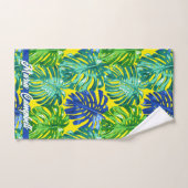 Tropisch groene gele palmbladeren monogram bad handdoek (Handdoek)