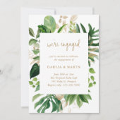 Tropisch-groene gouden geometrische verlovingspart kaart (Voorkant)