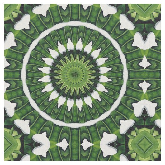 Tropisch Groene Mandala Stof (Close Up)