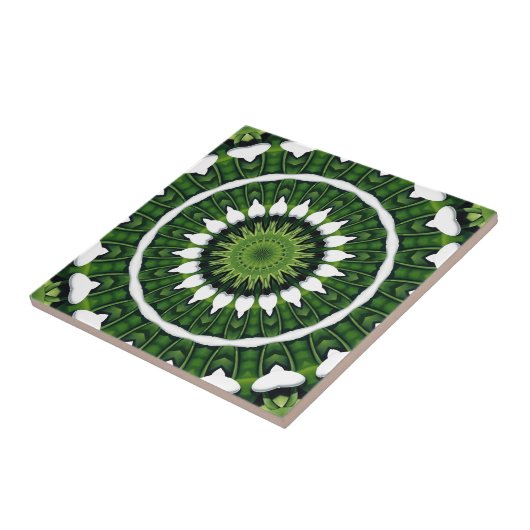 Tropisch groene mandala tegeltje (Zijkant)