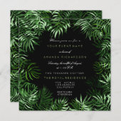 Tropisch groene mint zwarte palmbladeren frame var kaart (Voorkant / Achterkant)