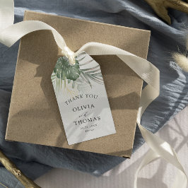 Tropisch groene Monstera Bedankt Bruiloft Cadeaulabel