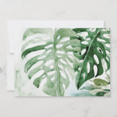 Tropisch Groene Monstera en Geometrische Lijst Wed Kaart (Achterkant)