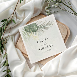 Tropisch groene Monstera Kustbruiloft Servet