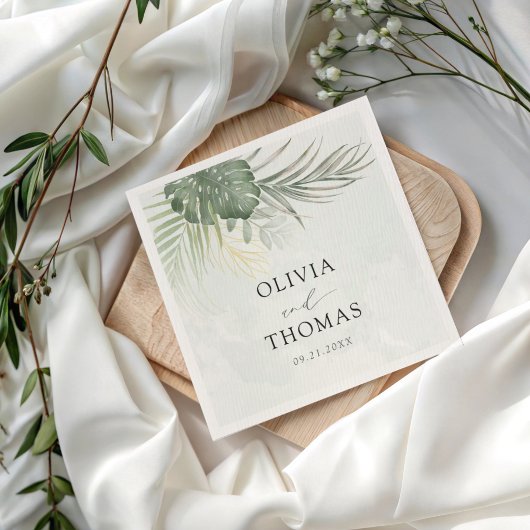 Tropisch groene Monstera Kustbruiloft Servet