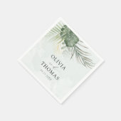 Tropisch groene Monstera Kustbruiloft Servet (Hoek)