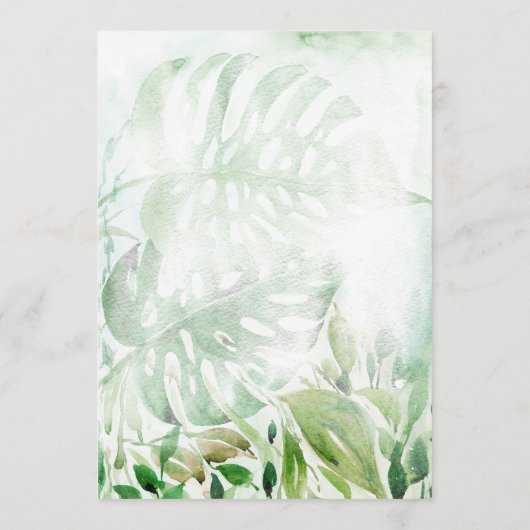Tropisch Groene Monstera Leaves Wedding Menu (Achterkant)