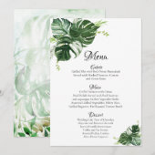 Tropisch Groene Monstera Leaves Wedding Menu (Voorkant / Achterkant)