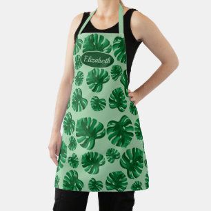 Tropisch groene Monstera Palm Bladeren & Aangepast Schort