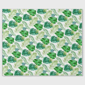 Tropisch groene Monstera Palm Leaves Oerwoud Safar Cadeaupapier (Vlak)
