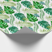 Tropisch groene Monstera Palm Leaves Oerwoud Safar Cadeaupapier (Hoek)