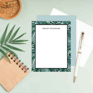 Tropisch groene palm Monstera-bladeren Aangepaste  Notitiekaartje