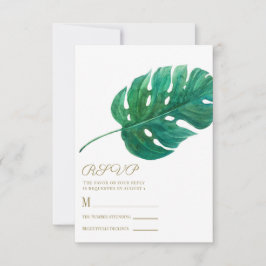 Tropisch groene palmblad Hawaiaanse huwelijks RSVP Kaartje