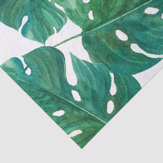 Tropisch groene palmblad Hawaiaanse zomerse bruilo Tissuepapier (Detail)