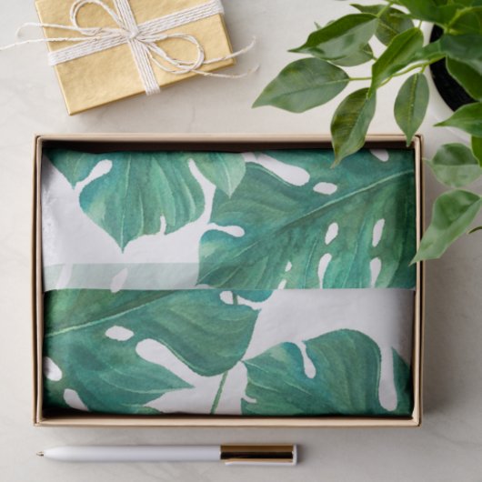 Tropisch groene palmblad Hawaiaanse zomerse bruilo Tissuepapier (Geschenk)