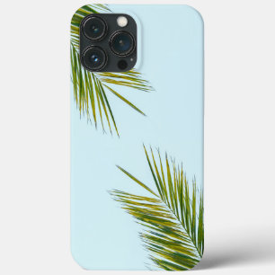 Tropisch groene palmblad op lichtblauw Case-Mate iPhone case