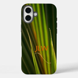 Tropisch groene palmbladeren aanpasbaar iPhone 16 plus hoesje