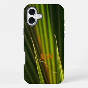 Tropisch groene palmbladeren aanpasbaar iPhone 16 plus hoesje