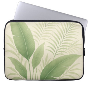 Tropisch groene palmbladeren en bananenbladeren laptop sleeve