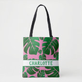 Tropisch-groene palmbladeren, gepersonaliseerd tote bag (Voorkant)