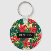 Tropisch-groene palmbladeren Monogram Sleutelhange Sleutelhanger (Voorkant)