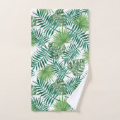Tropisch groene palmbladeren watercolor kunst bad handdoek (Handdoek)