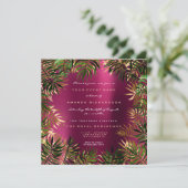 Tropisch groene palmbladlijst Frambozenroze goud Kaart (Staand voorkant)