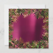 Tropisch groene palmbladlijst Frambozenroze goud Kaart (Achterkant)